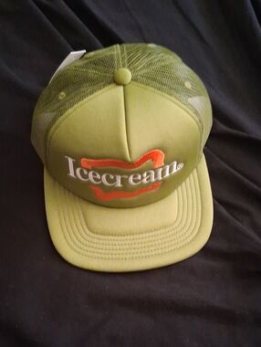 Icecream Olive Green Cap with Orange Logo Accent